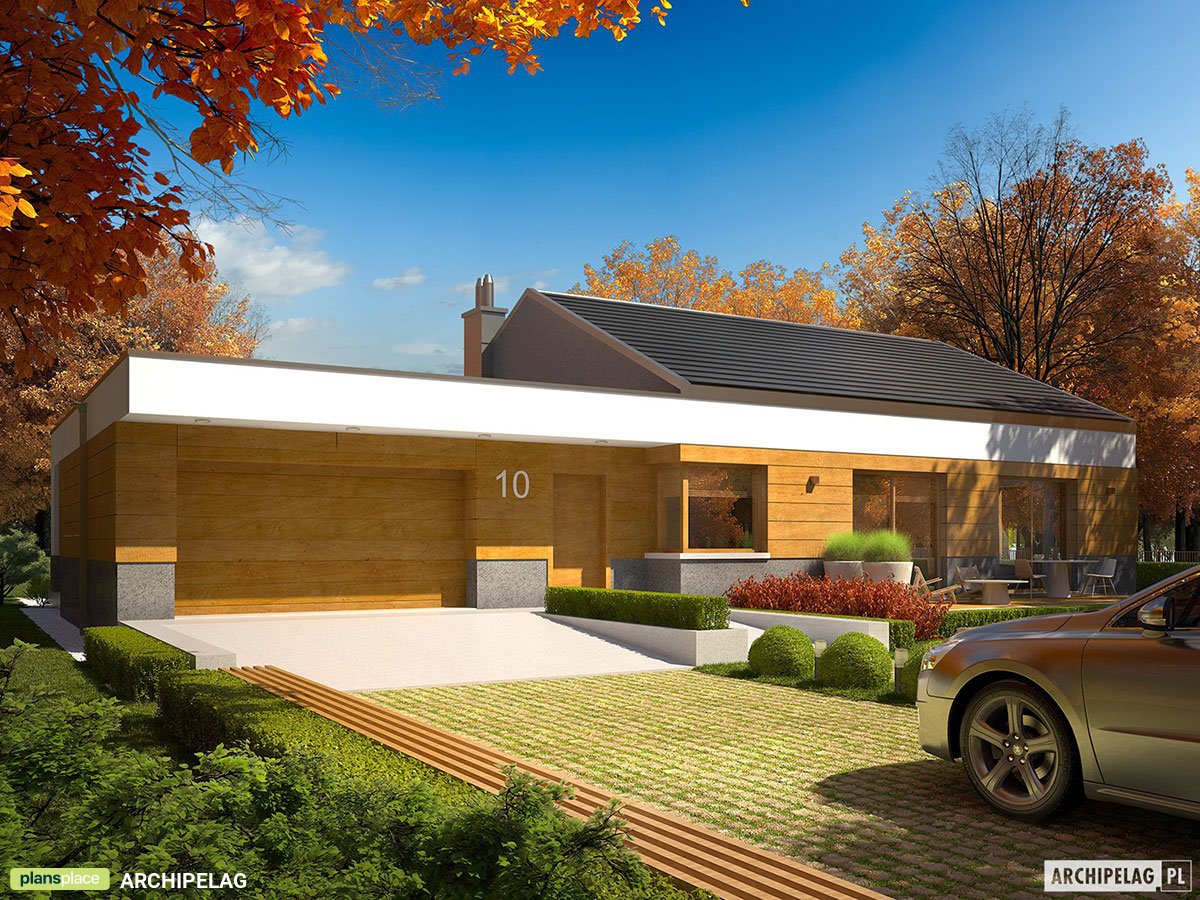 Vieno aukšto namo projektas 183 m²: 3 Miegamieji, Darbo kambarys, 3 Vonios, Garažas