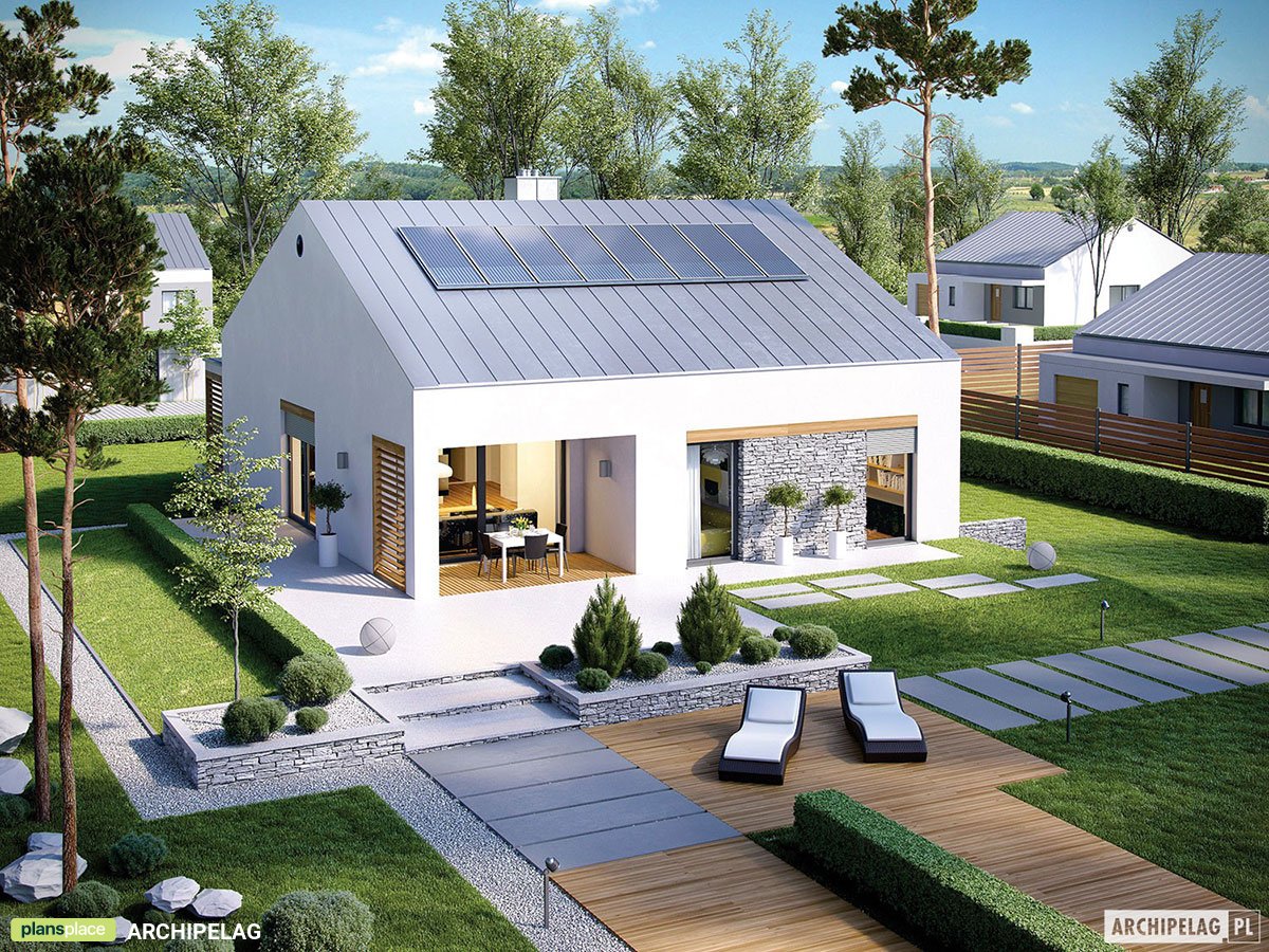 Vieno aukšto namo projektas 115 m²: 2 Miegamieji, 2 Vonios, Garažas