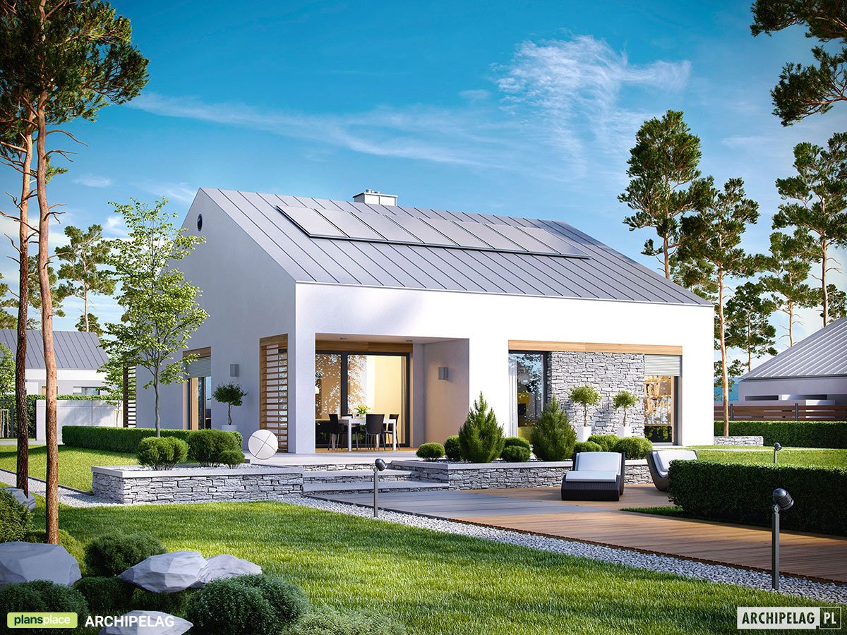 Vieno aukšto namo projektas 115 m²: 2 Miegamieji, 2 Vonios, Garažas