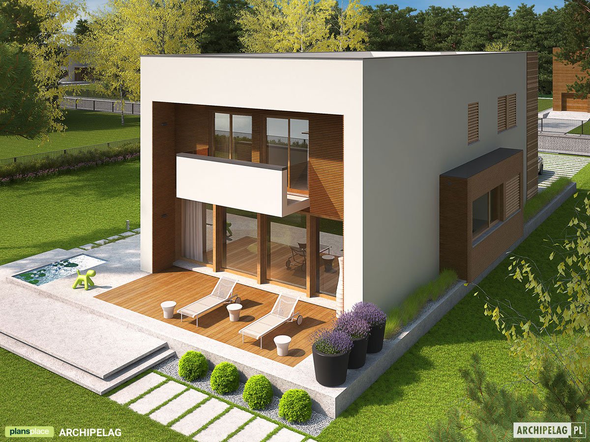 Dviejų aukštų namo projektas 209 m²: 3 Miegamieji, Darbo kambarys, 3 Vonios, Garažas