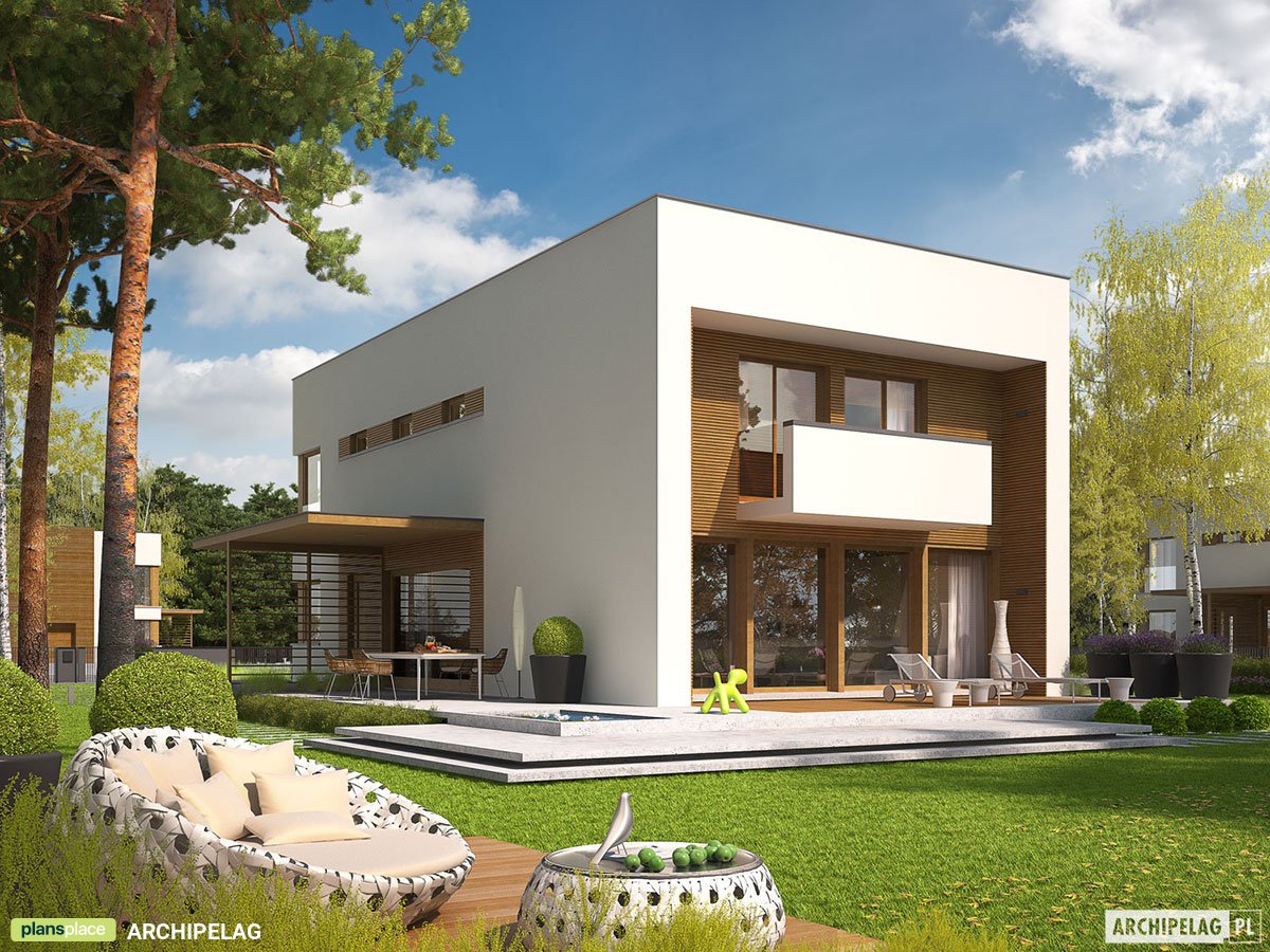 Dviejų aukštų namo projektas 209 m²: 3 Miegamieji, Darbo kambarys, 3 Vonios, Garažas