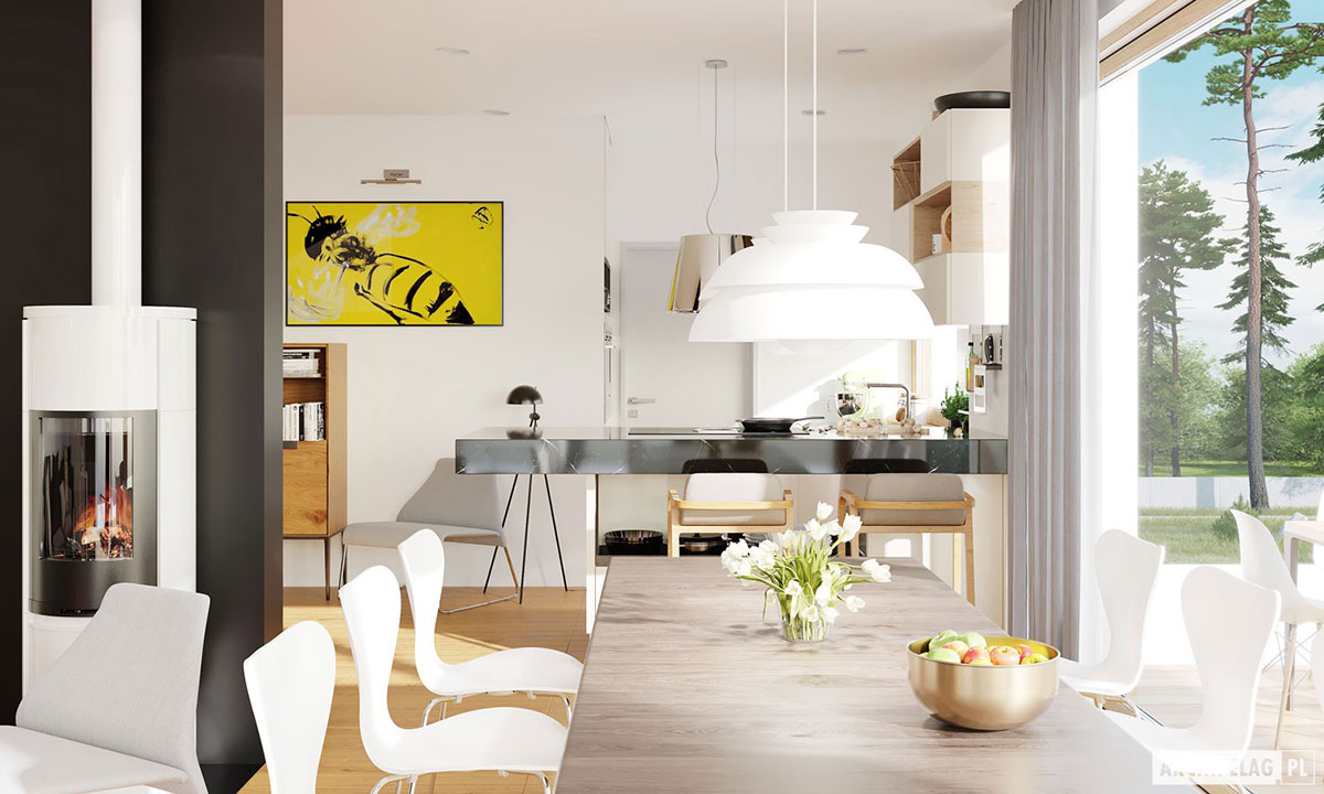 Narrow Lot Barn House Plan with Master Suite Upstairs