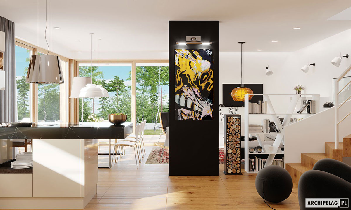 Narrow Lot Barn House Plan with Master Suite Upstairs