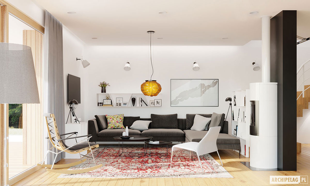 Narrow Lot Barn House Plan with Master Suite Upstairs