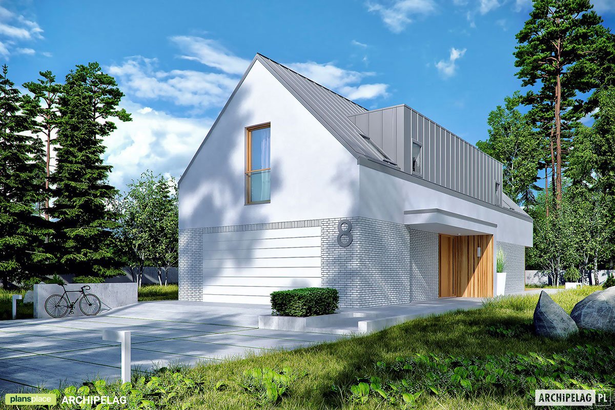 Narrow Lot Barn House Plan with Master Suite Upstairs