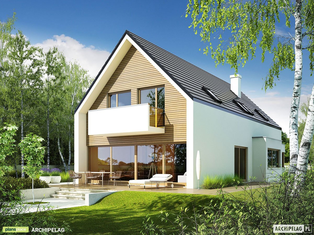 Namo projektas su mansarda 195 m²: 3 Miegamieji, Darbo kambarys, 3 Vonios, Garažas