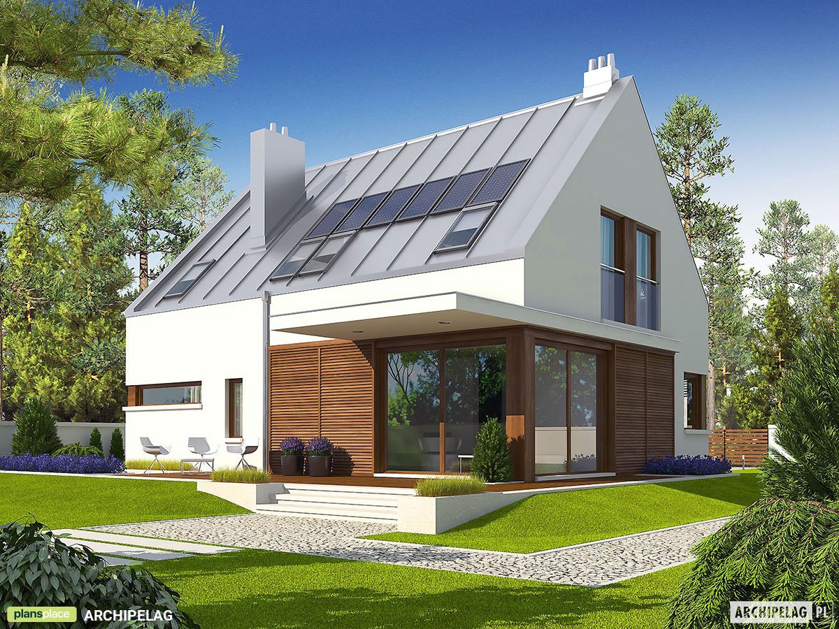 Namo projektas su mansarda 140 m²: 4 Miegamieji, 2 Vonios, Garažas