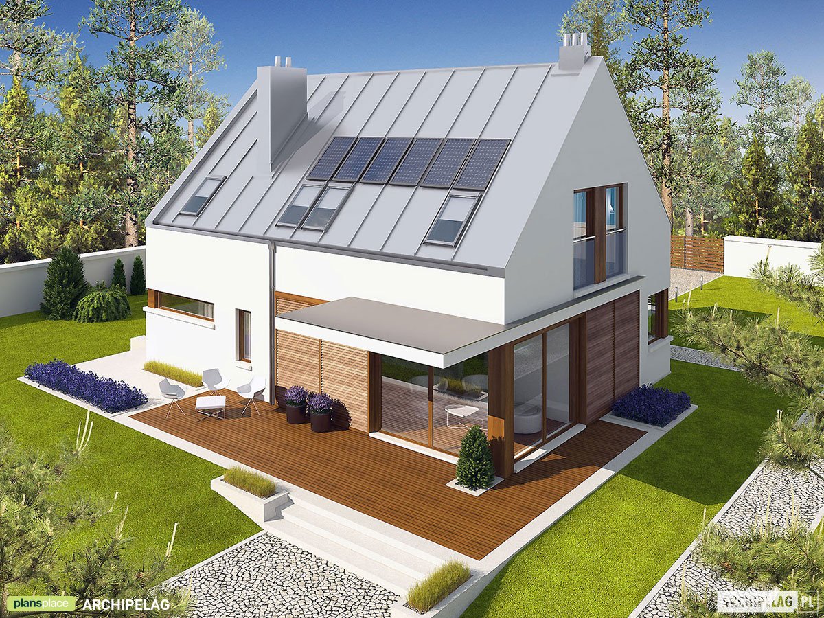 Namo projektas su mansarda 140 m²: 4 Miegamieji, 2 Vonios, Garažas