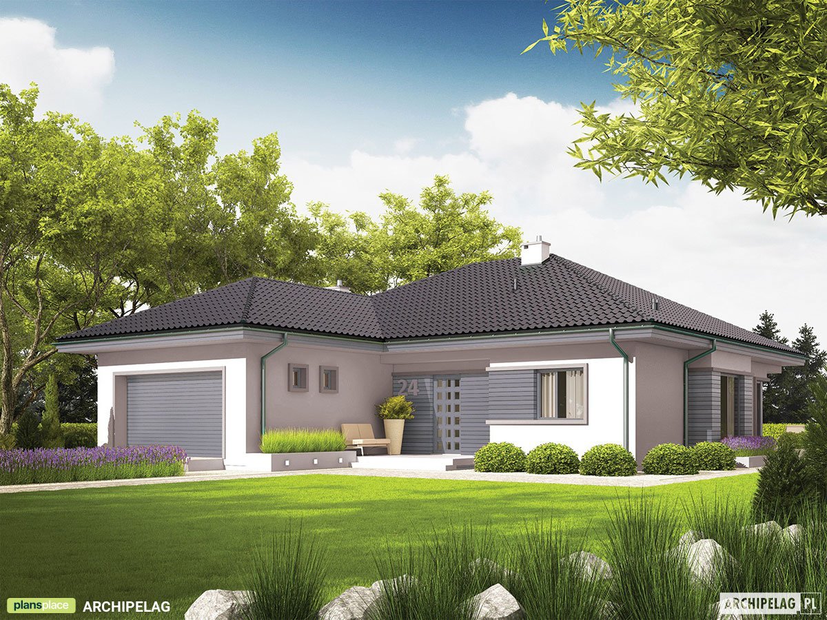 Vieno aukšto namo projektas 158 m²: 3 Miegamieji, 2 Vonios, Atvira virtuvė, Garažas
