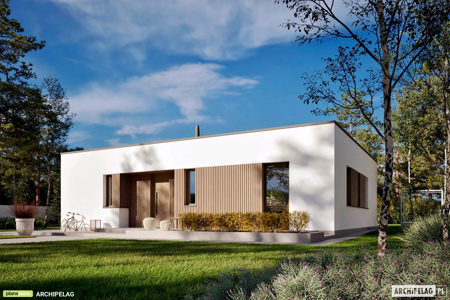 Vieno aukšto namo projektas 98 m²: 3 Miegamieji, 2 Vonios, Atvira virtuvė, be Garažo