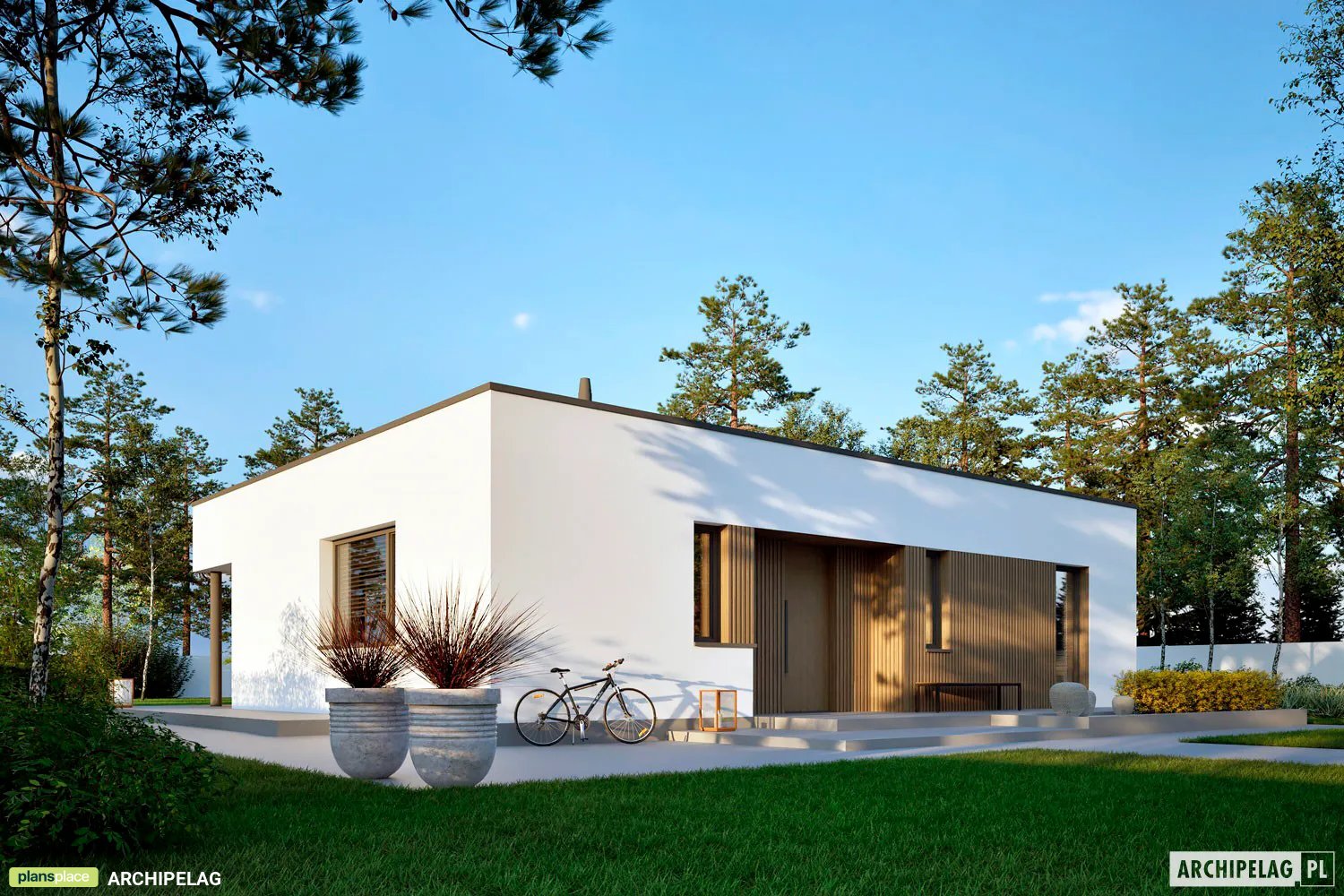 Vieno aukšto namo projektas 98 m²: 3 Miegamieji, 2 Vonios, Atvira virtuvė, be Garažo
