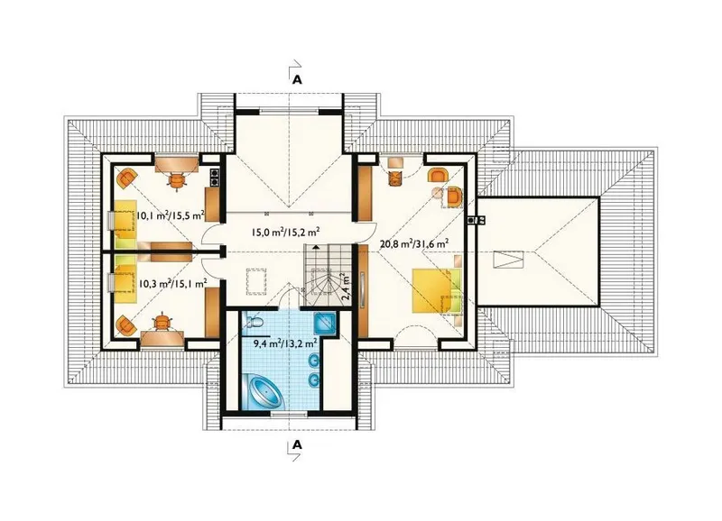 Antras Aukštas 1 – Namo projektas su mansarda 253 m², 3 Miegamieji — 90801R