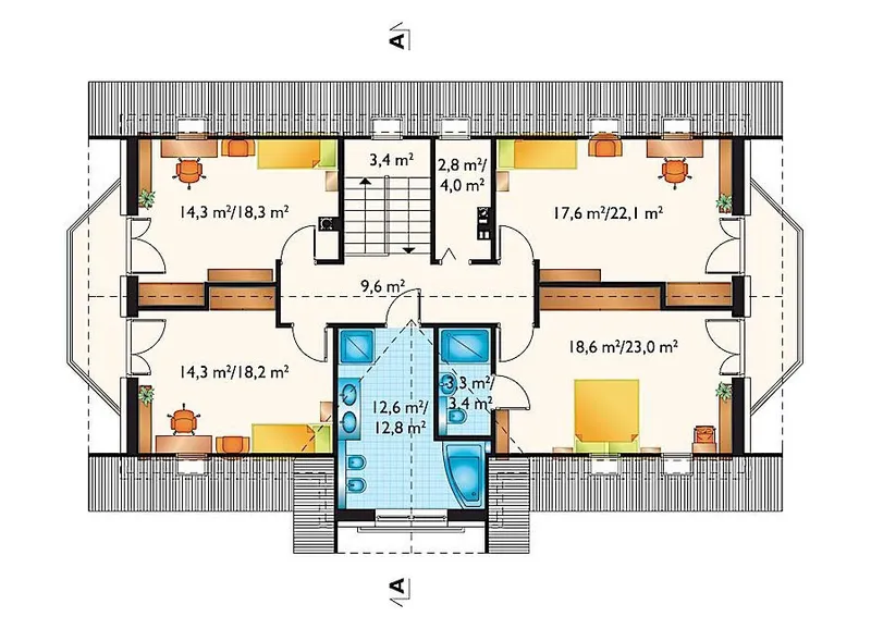 Antras Aukštas 1 – Namo projektas su mansarda 231 m², 4 Miegamieji — 11874R