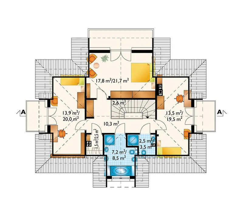 Antras Aukštas 1 – Namo projektas su mansarda 177 m², 4 Miegamieji — 58791R