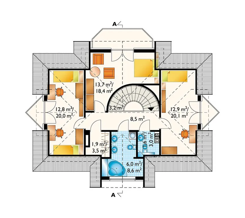Antras Aukštas 1 – Namo projektas su mansarda 215 m², 3 Miegamieji — 66468R