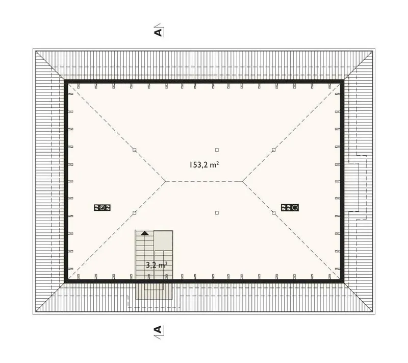 Antras Aukštas 1 – Vieno aukšto namo projektas 255 m², 3 Miegamieji — 41265R