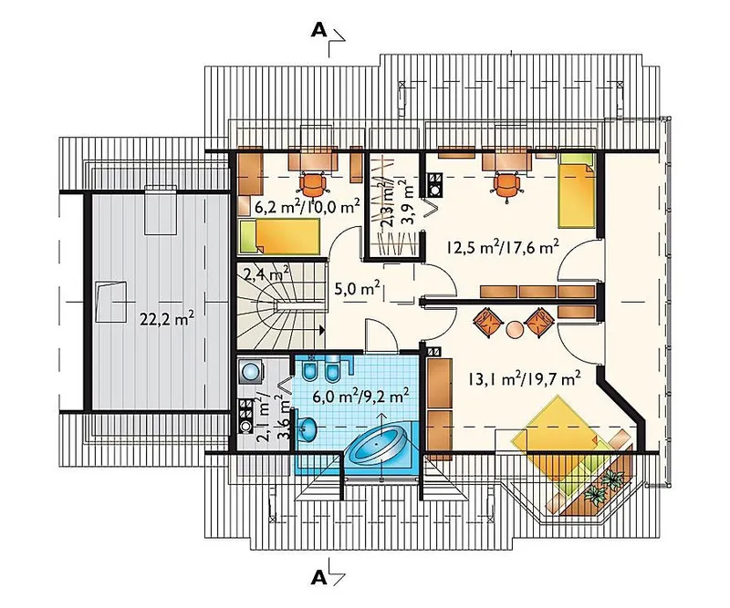 Antras Aukštas 1 – Namo projektas su mansarda 194 m², 3 Miegamieji — 72347R