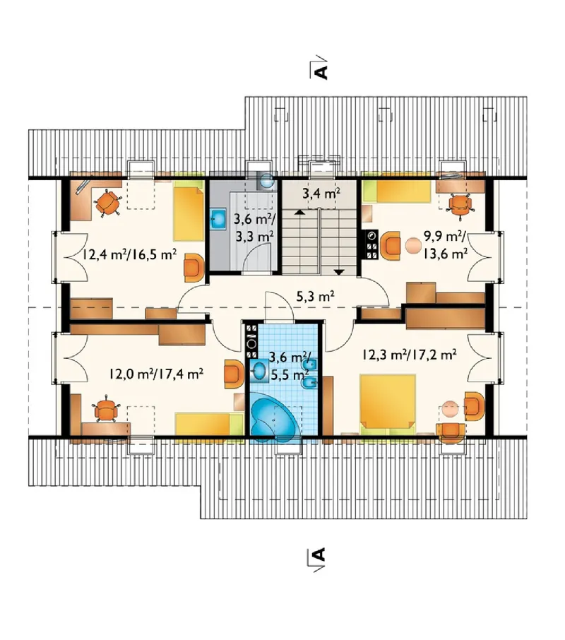 Antras Aukštas 1 – Namo projektas su mansarda 179 m², 4 Miegamieji — 75036R