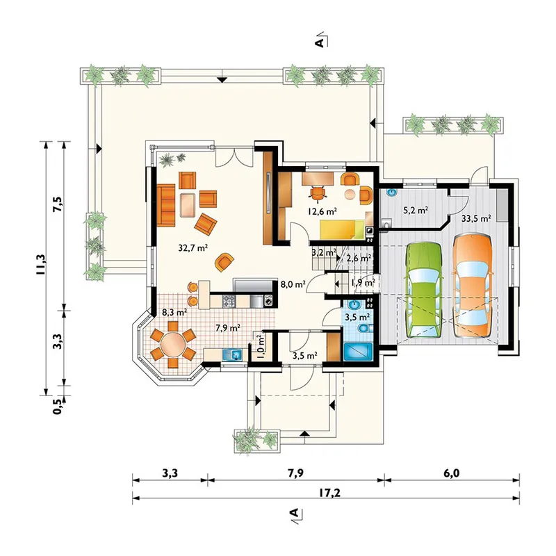 Pirmas Aukštas 1 – Namo projektas su mansarda 241 m², 5 Miegamieji — 77553R