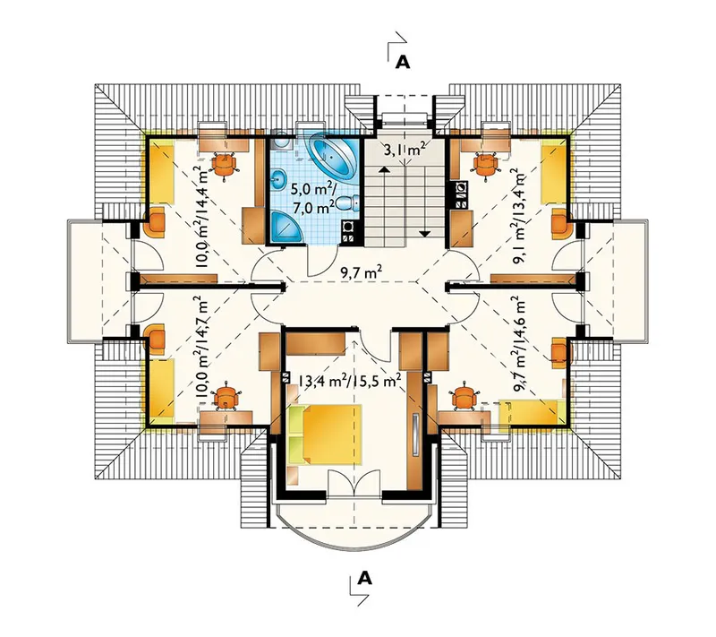 Antras Aukštas 1 – Namo projektas su mansarda 185 m², 5 Miegamieji — 20704R