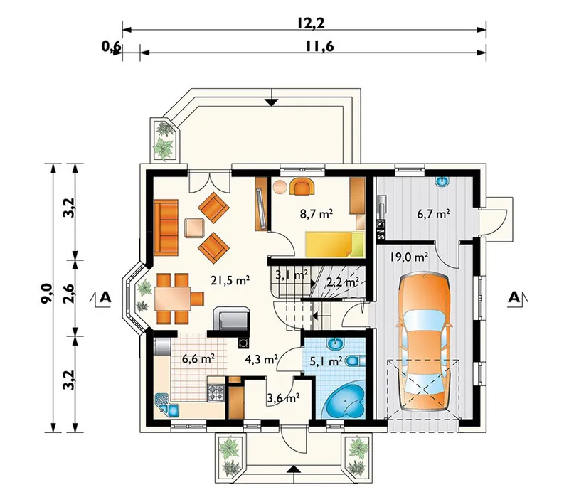 Pirmas Aukštas 1 – Namo projektas su mansarda 157 m², 3 Miegamieji — 14556R