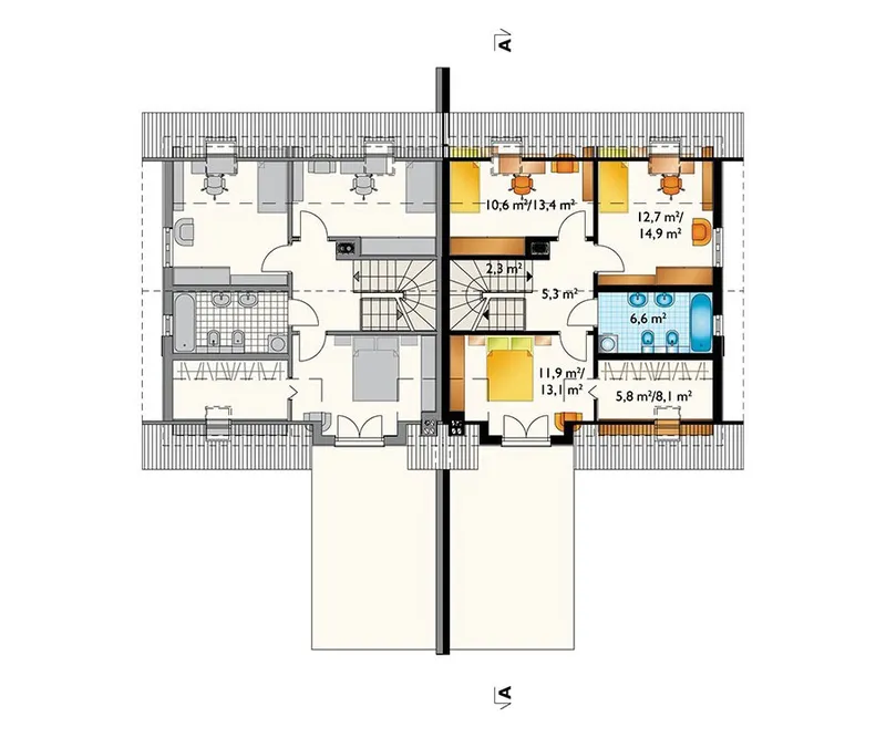 Antras Aukštas 1 – Namo projektas su mansarda 150 m², 3 Miegamieji — 29574R