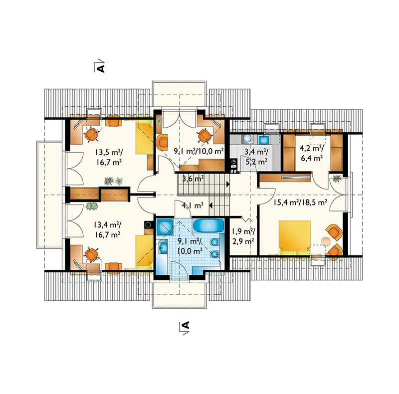 Antras Aukštas 1 – Namo projektas su mansarda 194 m², 3 Miegamieji — 18030R