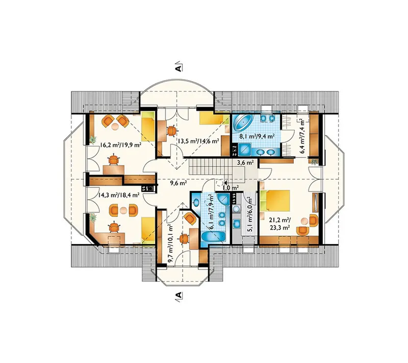 Antras Aukštas 1 – Namo projektas su mansarda 252 m², 4 Miegamieji — 59133R