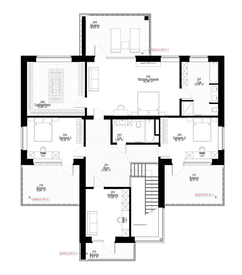 Antras Aukštas 11 – Dviejų aukštų namo projektas 351 m², 3 Miegamieji — 55648R