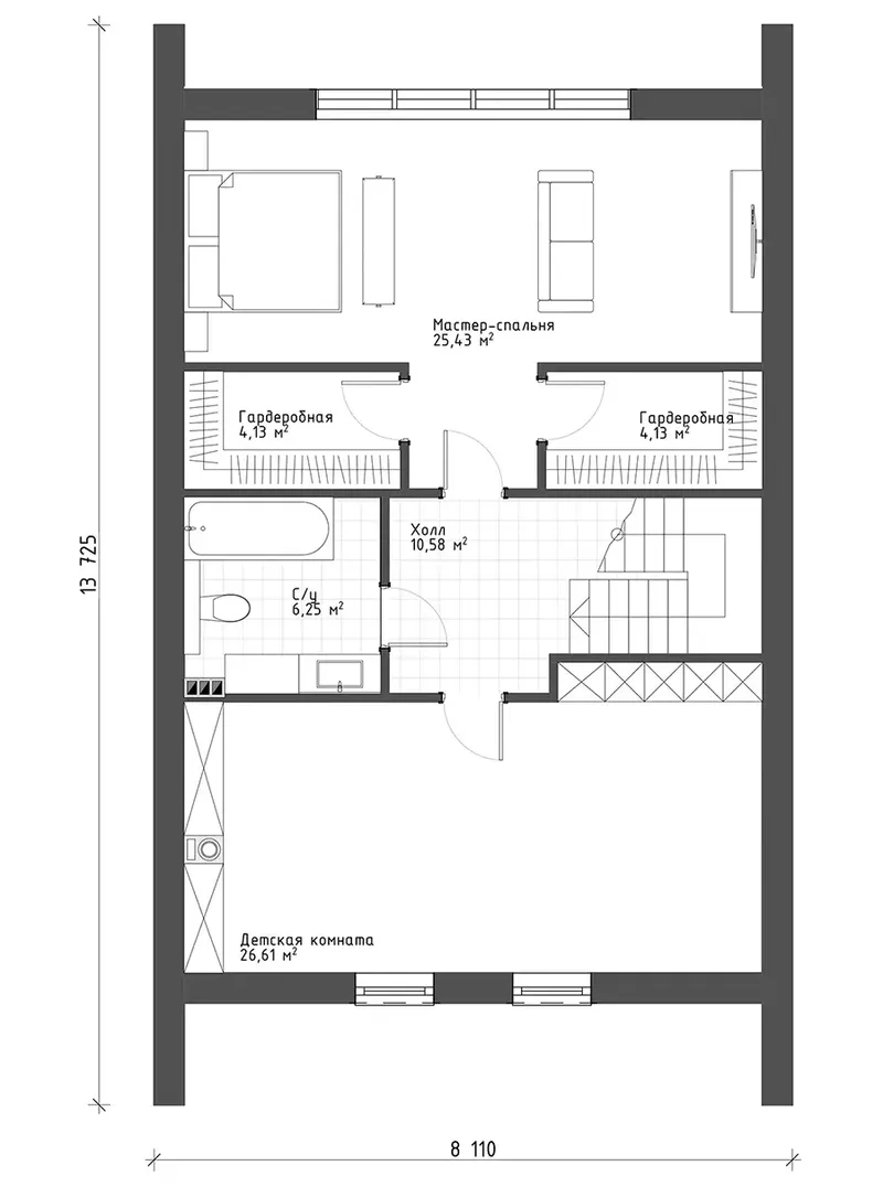 Antras Aukštas 10 – Namo projektas su mansarda 164 m², 3 Miegamieji — 19402R