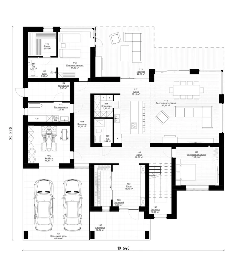 Pirmas Aukštas 11 – Dviejų aukštų namo projektas 293 m², 4 Miegamieji — 81312R