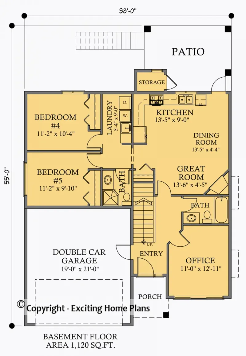 Pirmas Aukštas 5 – Dviejų aukštų namo projektas 257 m², 5 Miegamieji — 15556R