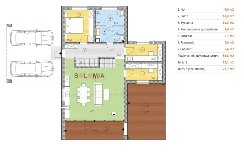 Pirmas Aukštas 1 – Namo projektas su mansarda 139 m², 3 Miegamieji — 65052RB