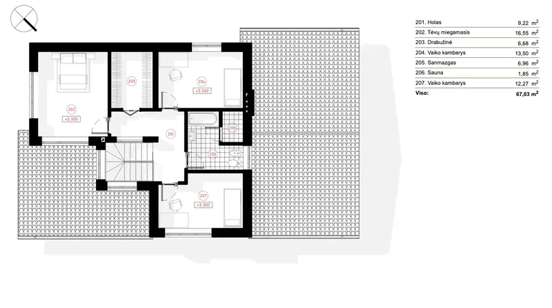 Antras Aukštas 8 – Dviejų aukštų namo projektas 194 m², 3 Miegamieji — 90888R