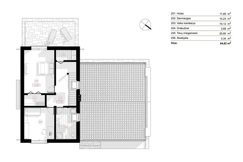 Antras Aukštas 9 – Dviejų aukštų namo projektas 183 m², 2 Miegamieji — 78770R