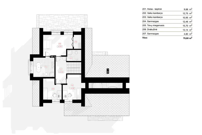 Antras Aukštas 9 – Namo projektas su mansarda 212 m², 3 Miegamieji — 53551R