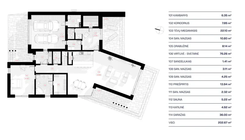 Pirmas Aukštas 11 – Namo projektas su mansarda 303 m², 3 Miegamieji — 59489R