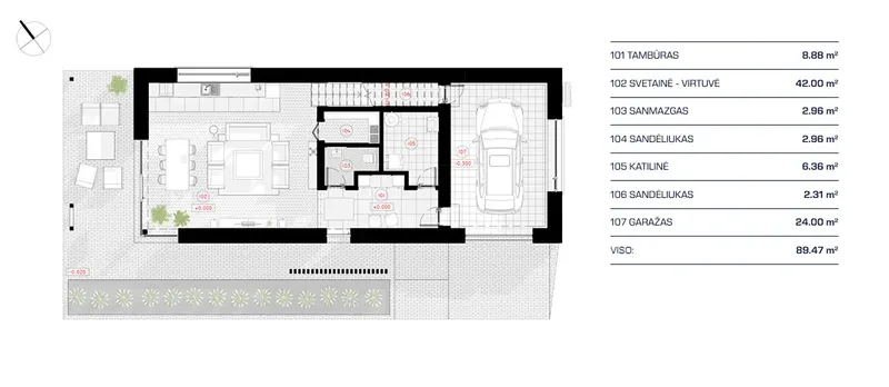 Pirmas Aukštas 12 – Dviejų aukštų namo projektas 177 m², 3 Miegamieji — 37659R
