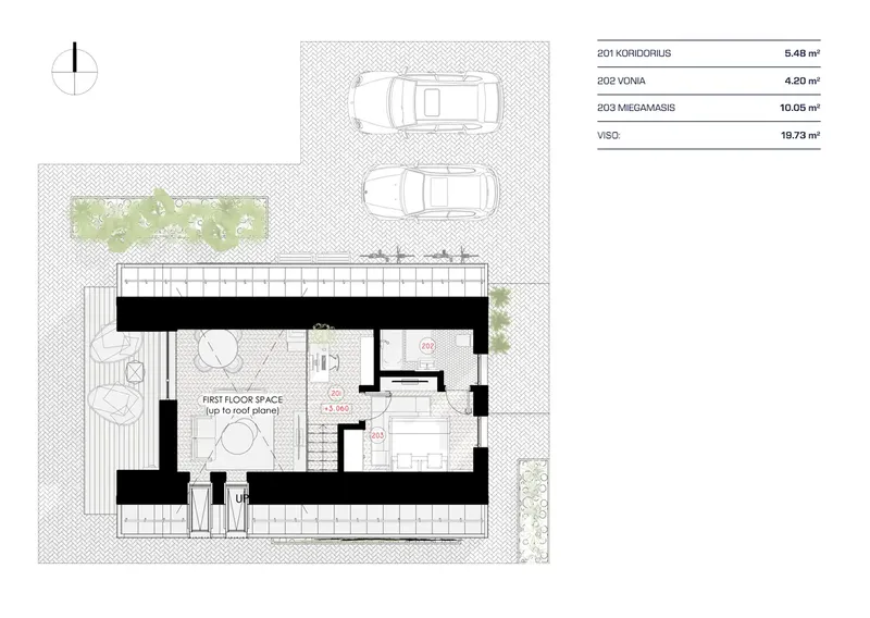 Antras Aukštas 15 – Namo projektas su mansarda 76 m², 2 Miegamieji — 76484RB