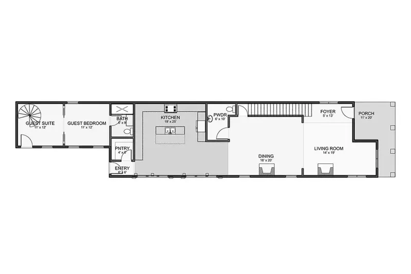 Pirmas Aukštas 7 – Trijų aukštų namo projektas 414 m², 5 Miegamieji — 87310R