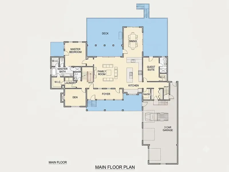 Pirmas Aukštas 10 – Dviejų aukštų namo projektas 466 m², 5 Miegamieji — 47001R