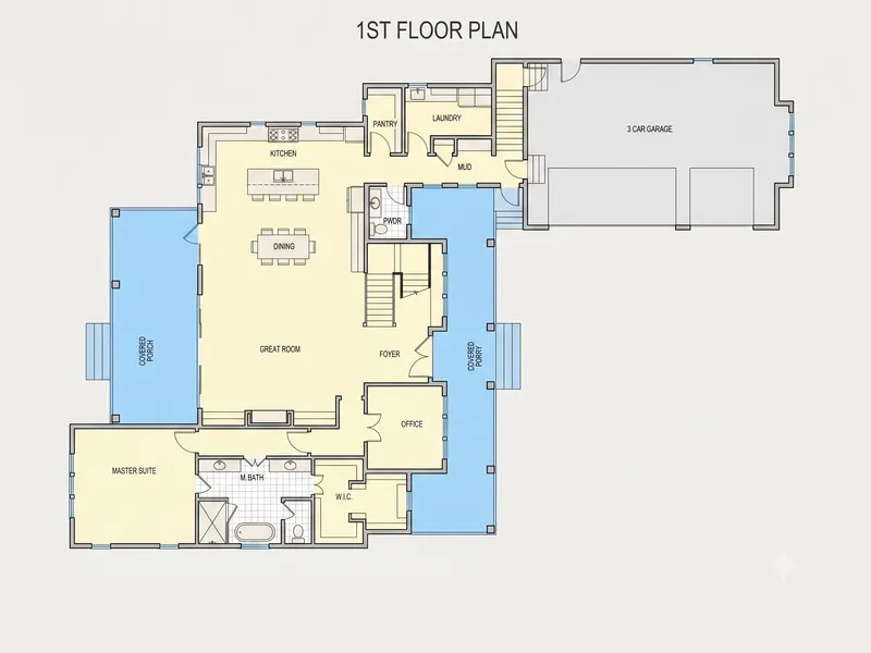 Pirmas Aukštas 3 – Namo projektas su mansarda 388 m², 4 Miegamieji — 64726R