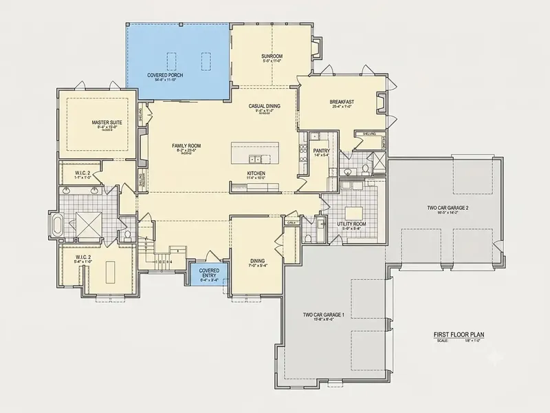Pirmas Aukštas 9 – Dviejų aukštų namo projektas 582 m², 4 Miegamieji — 93555R
