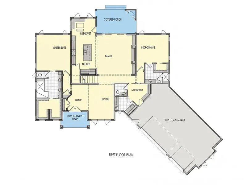 Pirmas Aukštas 11 – Dviejų aukštų namo projektas 483 m², 5 Miegamieji — 22009R