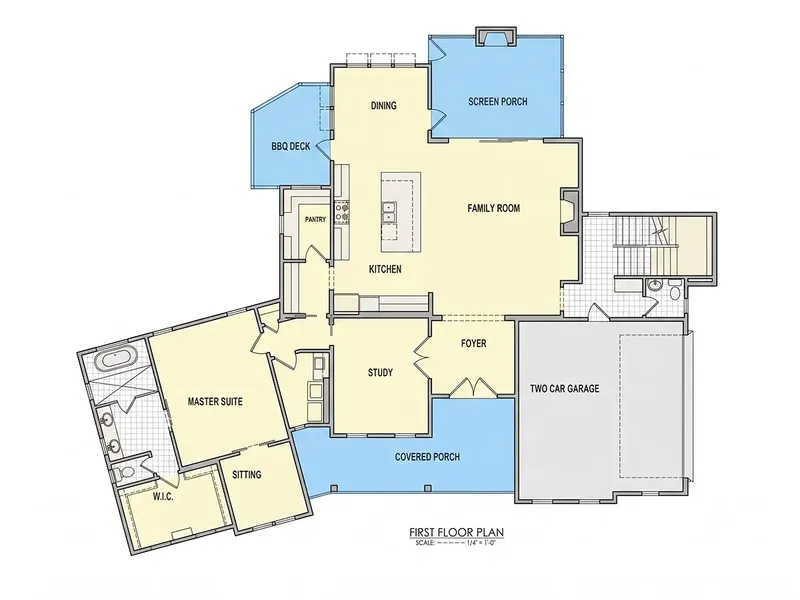 Pirmas Aukštas 6 – Dviejų aukštų namo projektas 433 m², 4 Miegamieji — 96376R