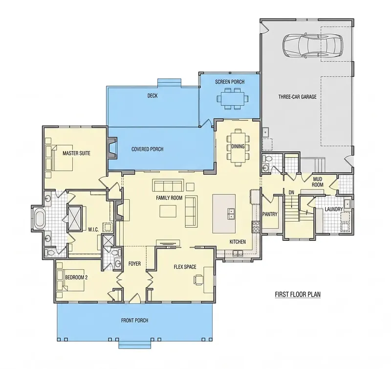 Pirmas Aukštas 9 – Namo projektas su mansarda 436 m², 4 Miegamieji — 62850R