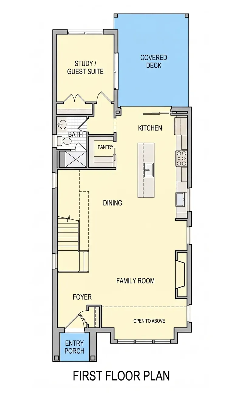 Pirmas Aukštas 6 – Trijų aukštų namo projektas 238 m², 4 Miegamieji — 57019R