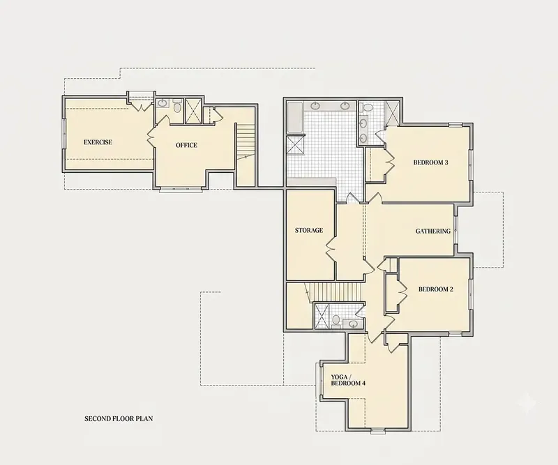 Antras Aukštas 9 – Dviejų aukštų namo projektas 418 m², 4 Miegamieji — 12065R