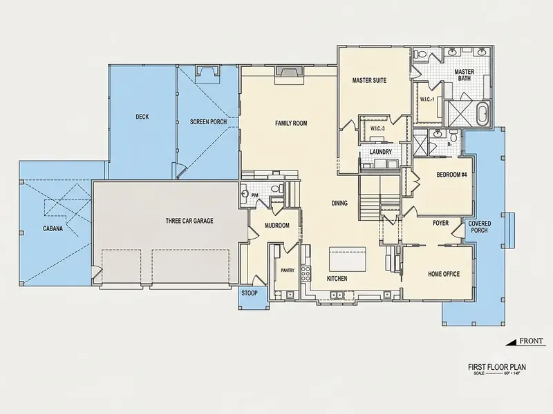 Pirmas Aukštas 11 – Dviejų aukštų namo projektas 375 m², 4 Miegamieji — 79750R