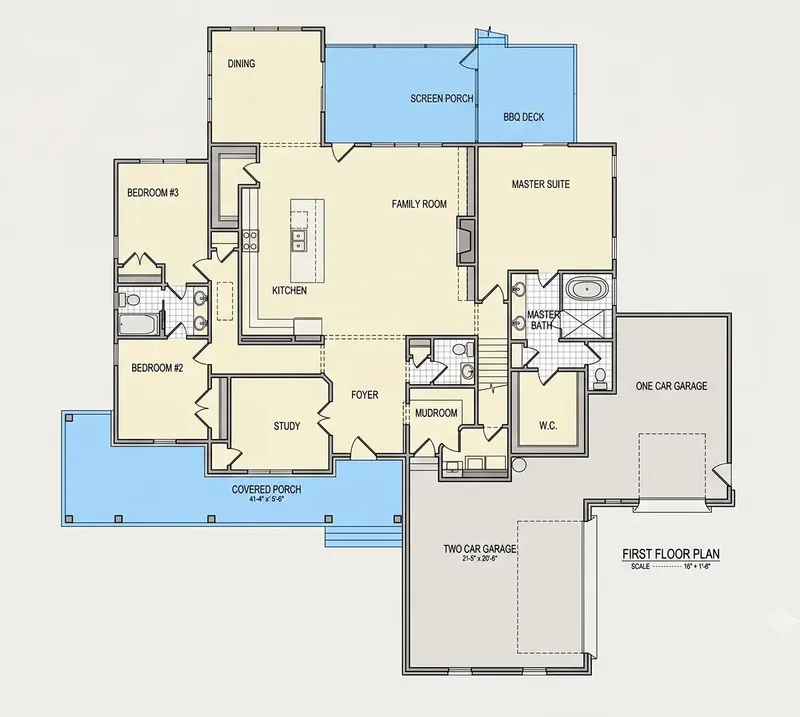 Pirmas Aukštas 23 – Namo projektas su mansarda 297 m², 4 Miegamieji — 74644R
